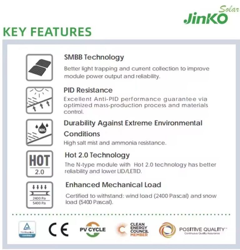 Jinko Solar Panel 550 watt 540w 545w 550w tek yüzlü güneş panelleri jinko P-Type PV panel